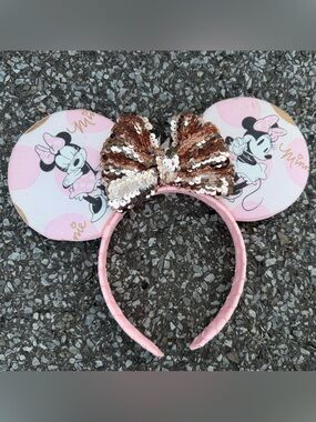 Minnie Mouse Ears Disney Parks 2018 Pink Sequin Bow Ear Headband